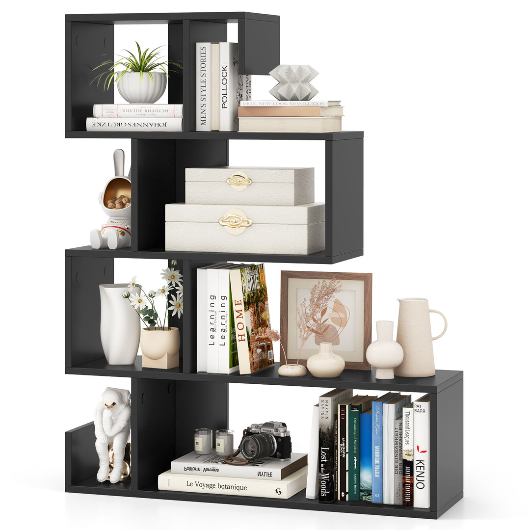 5 Tier S Shaped Bookshelf with Open Cubes and Anti Toppling Kits
