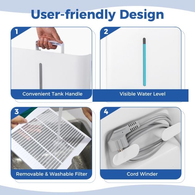 Portable 50L/Day Dehumidifier with App and Wifi for Home Damp - TidySpaces