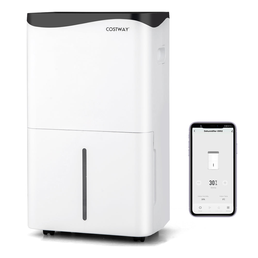 Portable 50L/Day Dehumidifier with App and Wifi for Home Damp-White - TidySpaces