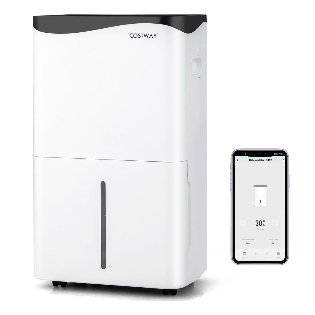 Portable 50L/Day Dehumidifier with App and Wifi for Home Damp-White - TidySpaces