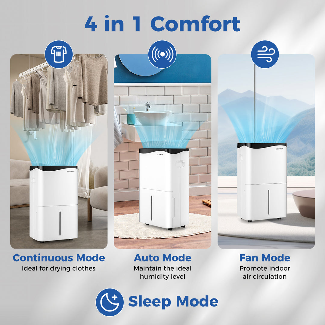 Portable 50L/Day Dehumidifier with App and Wifi for Home Damp-White - TidySpaces