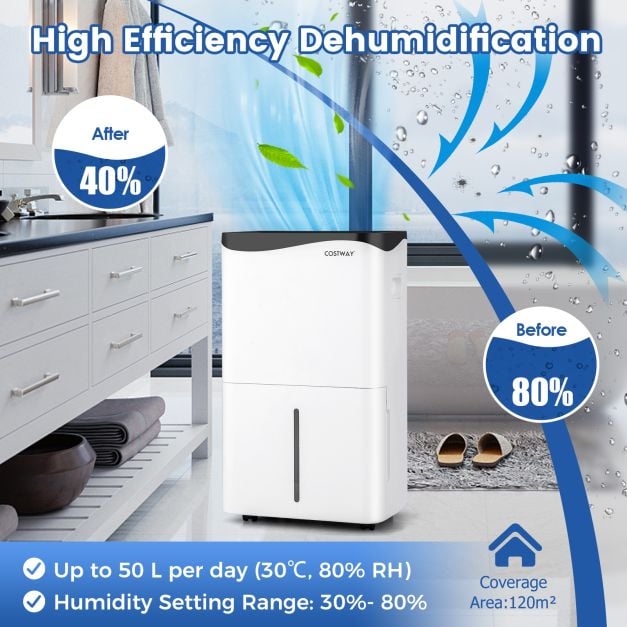 Portable 50L/Day Dehumidifier with App and Wifi for Home Damp - TidySpaces