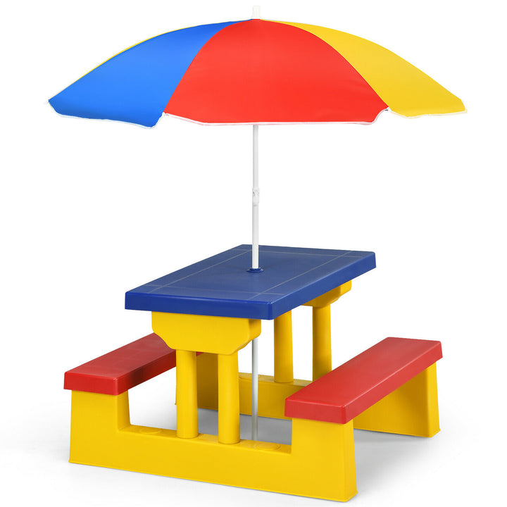 Kids Picnic Table Set with Removable Umbrella-Color - TidySpaces