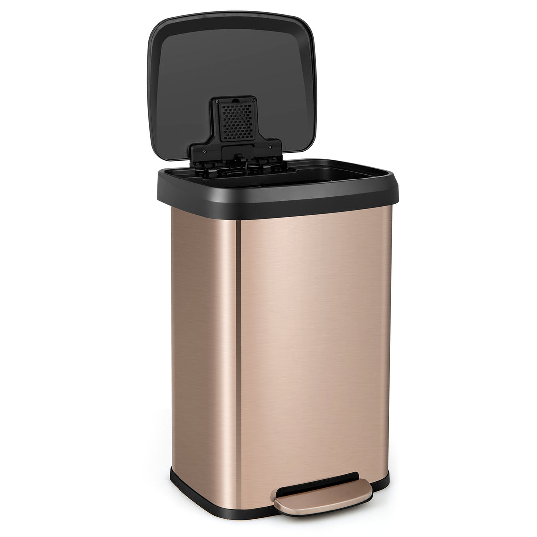 50 L Stainless Steel Step Trash Can with Deodorizer Compartment Rose Gold - TidySpaces
