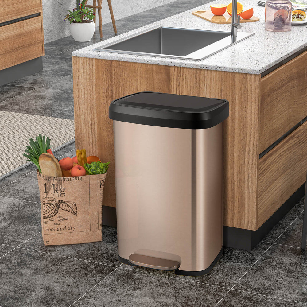 50 L Stainless Steel Step Trash Can with Deodorizer Compartment - TidySpaces