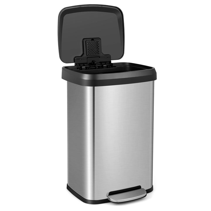 50 L Stainless Steel Step Trash Can with Deodorizer Compartment Silver - TidySpaces