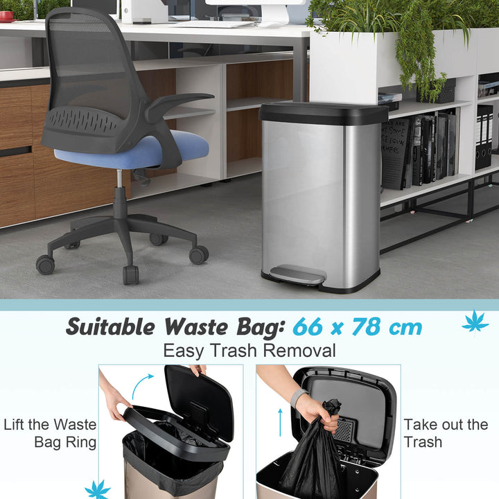 50 L Stainless Steel Step Trash Can with Deodorizer Compartment - TidySpaces