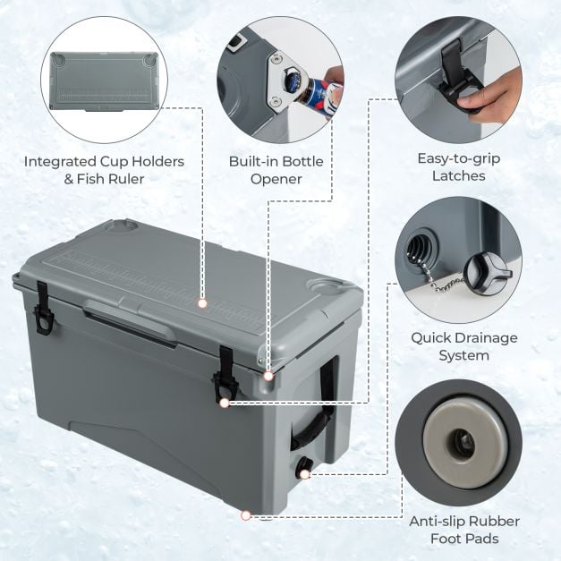 47L Portable Rotomolded Cooler with Integrated Cup Holders - TidySpaces