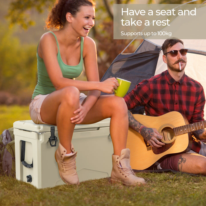 47L Portable Rotomolded Cooler with Integrated Cup Holders