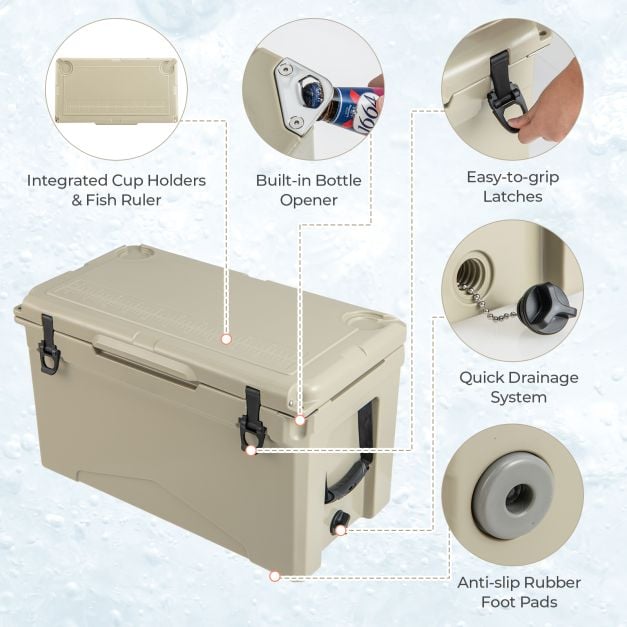 47L Portable Rotomolded Cooler with Integrated Cup Holders - TidySpaces