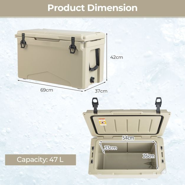 47L Portable Rotomolded Cooler with Integrated Cup Holders - TidySpaces