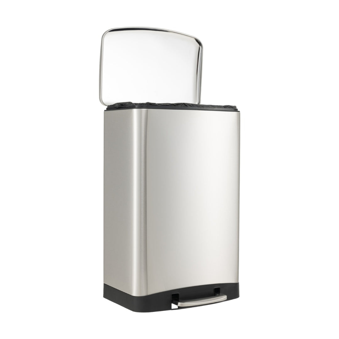 50L Stainless Steel Pedal Trash Can with Lock Device-Silver - TidySpaces