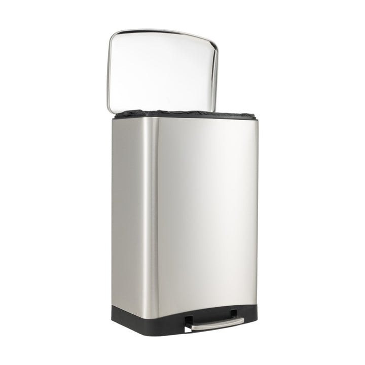 50L Stainless Steel Pedal Trash Can with Lock Device-Silver - TidySpaces