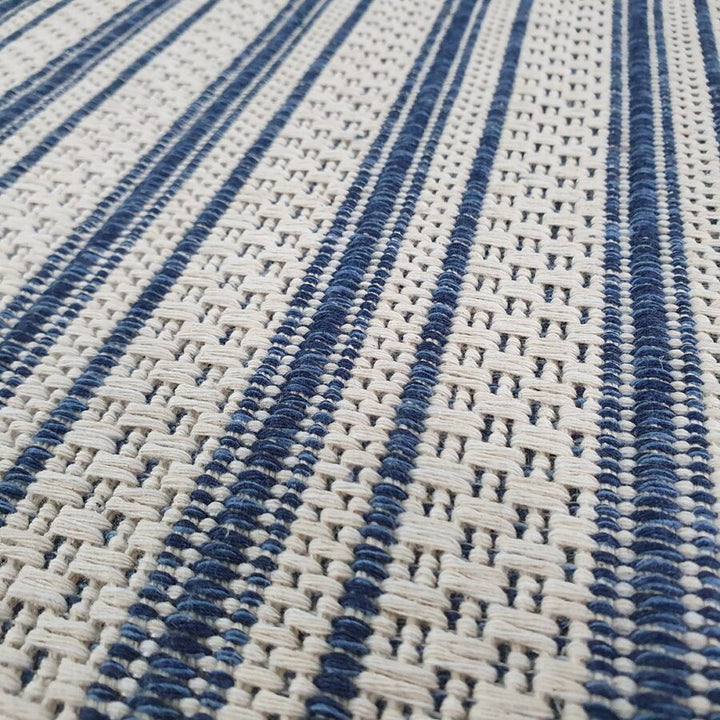 Cotton Rug Blue Cream Striped