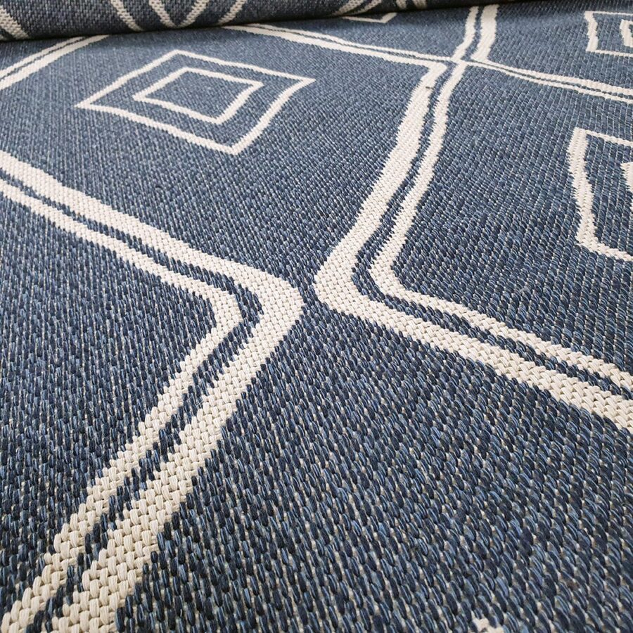 Cotton Rug Navy Blue Diamond