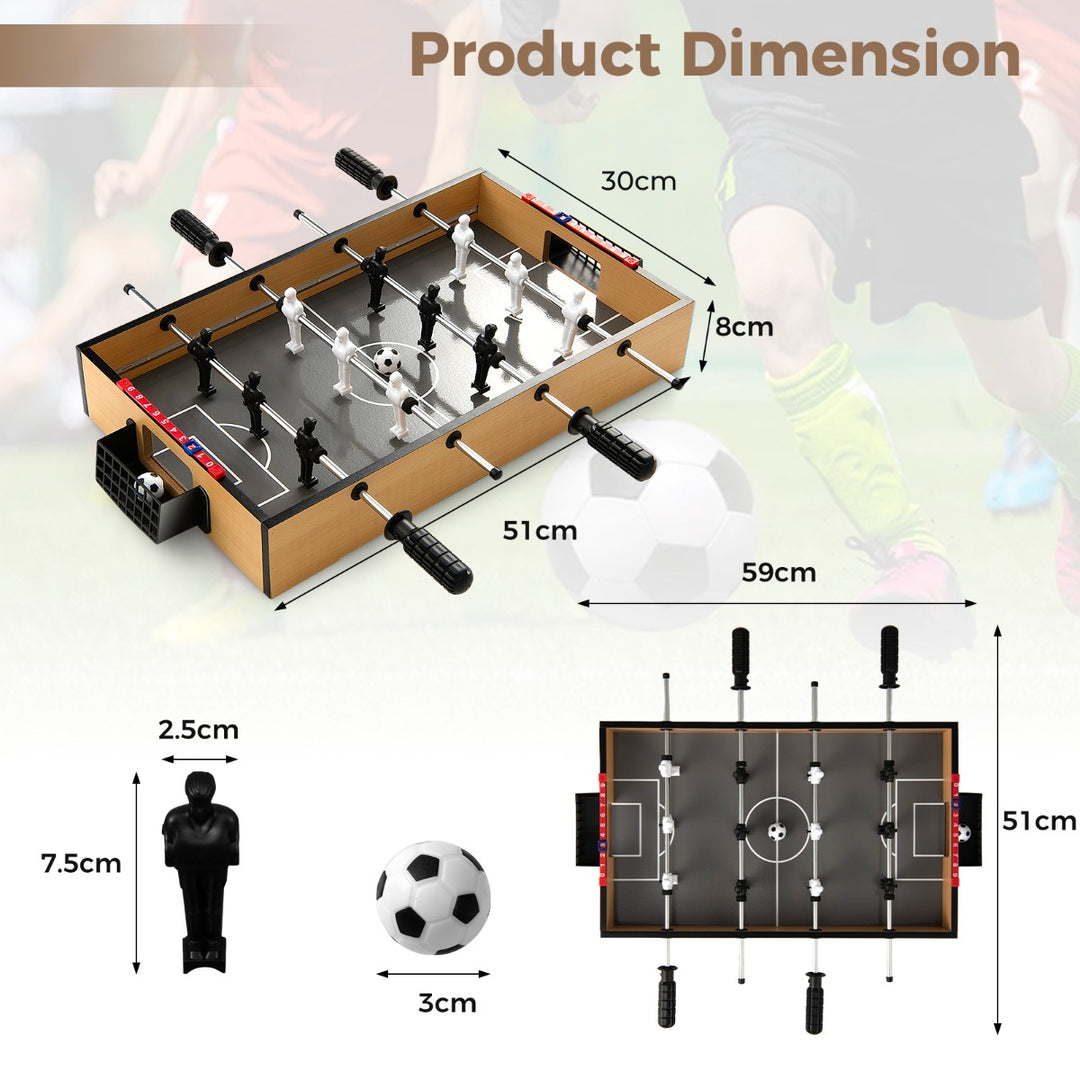 51cm Foosball Table with LED Lights and Realistic Players and 2 Balls-Brown