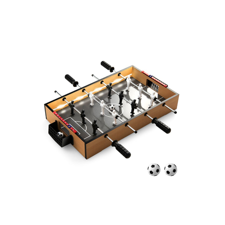 51cm Foosball Table with LED Lights and Realistic Players and 2 Balls-Brown