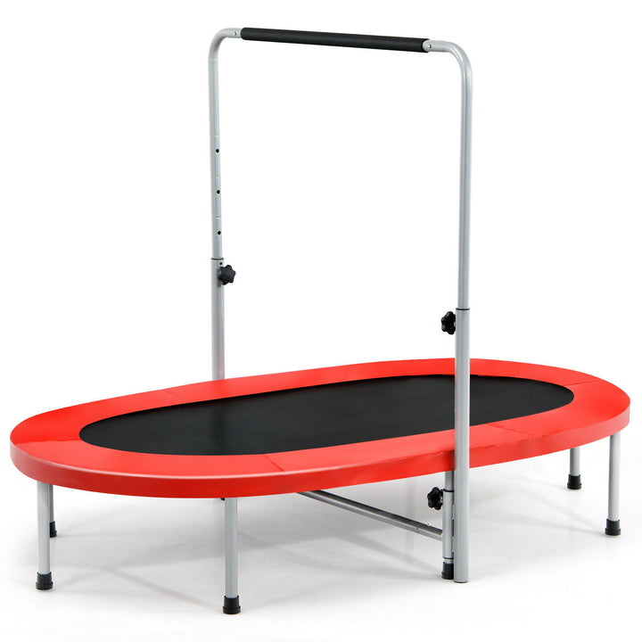 Double Foldable Fitness Trampoline with Adjustable Handrail