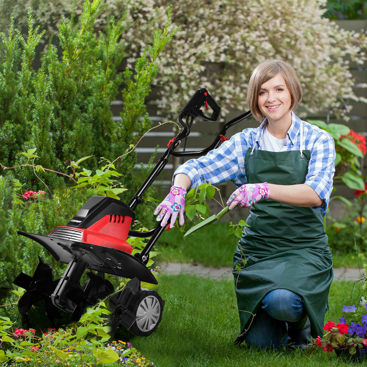 1500W Corded Electric Garden Tiller with 6 Blade Till - TidySpaces
