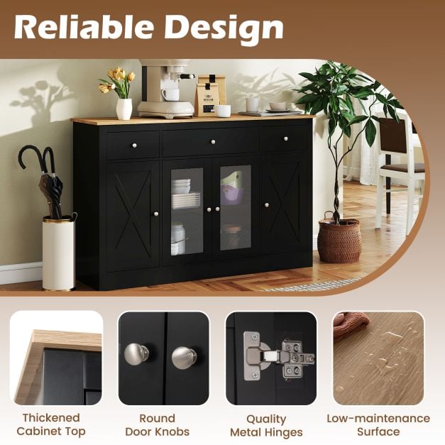 55” Large Buffet Sideboard Kitchen Storage Modern Coffee Bar Cabinet