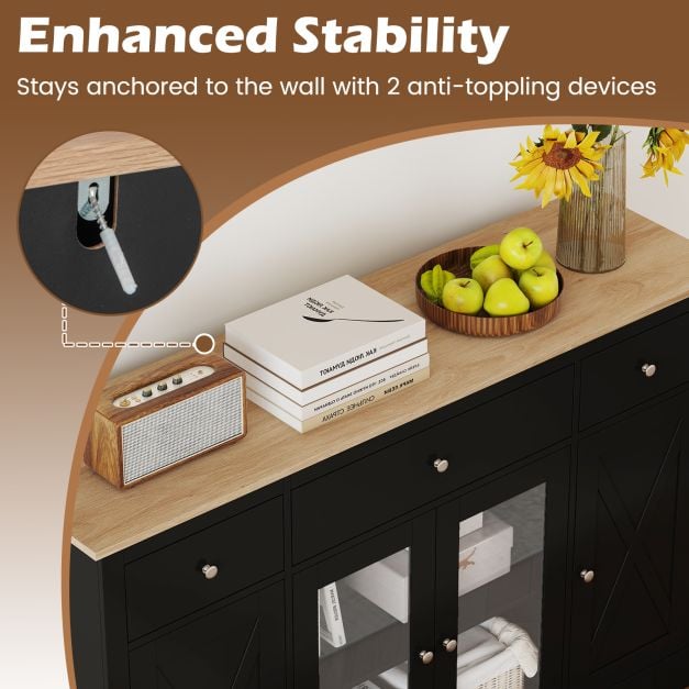 55” Large Buffet Sideboard Kitchen Storage Modern Coffee Bar Cabinet