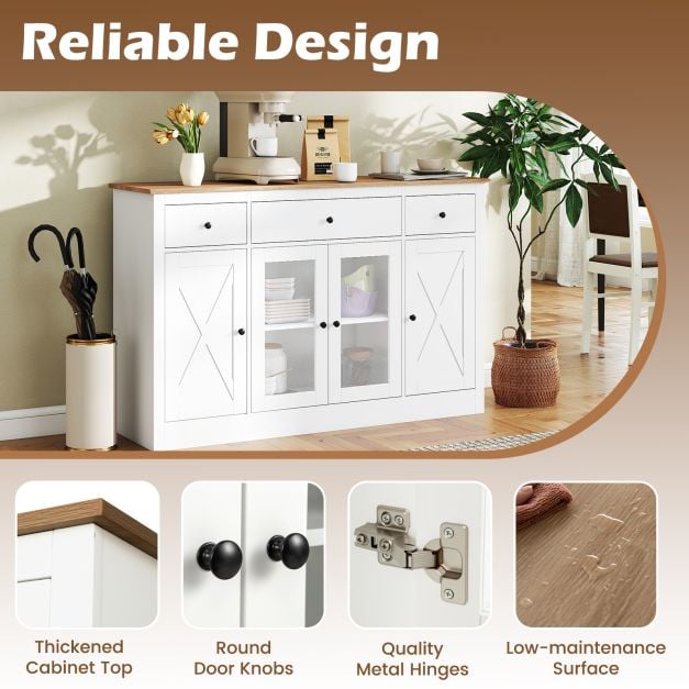 55” Large Buffet Sideboard Kitchen Storage Modern Coffee Bar Cabinet