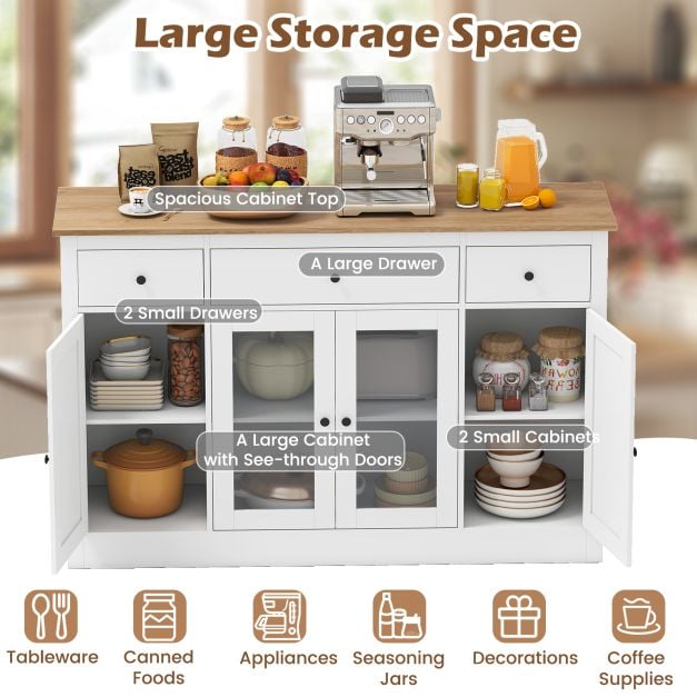 55” Large Buffet Sideboard Kitchen Storage Modern Coffee Bar Cabinet