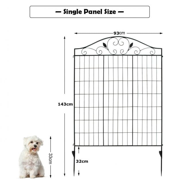 4 Panels Folding Iron Decorative Garden Fence Interlockable