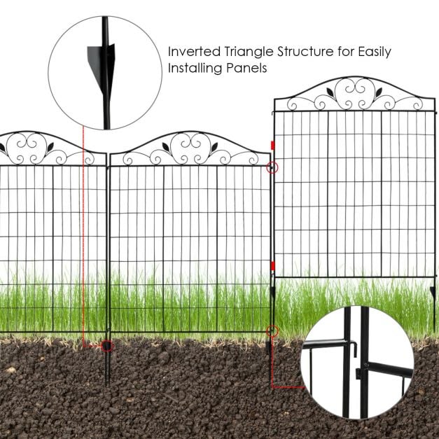4 Panels Folding Iron Decorative Garden Fence Interlockable