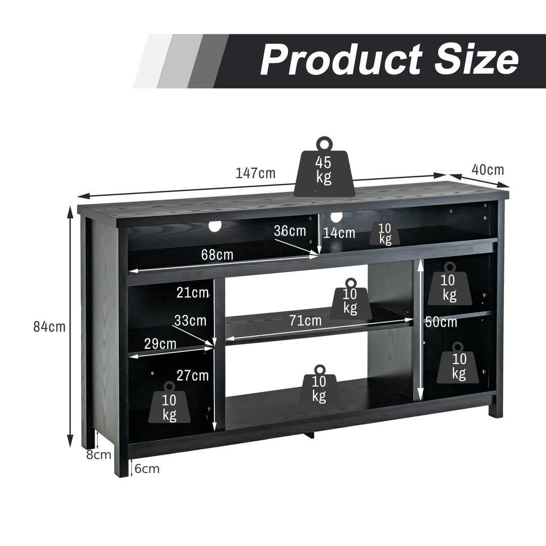 58 Inch TV Stand Entertainment Console Center with Adjustable Open Shelves - TidySpaces