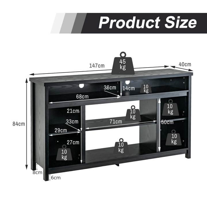 58 Inch TV Stand Entertainment Console Center with Adjustable Open Shelves - TidySpaces