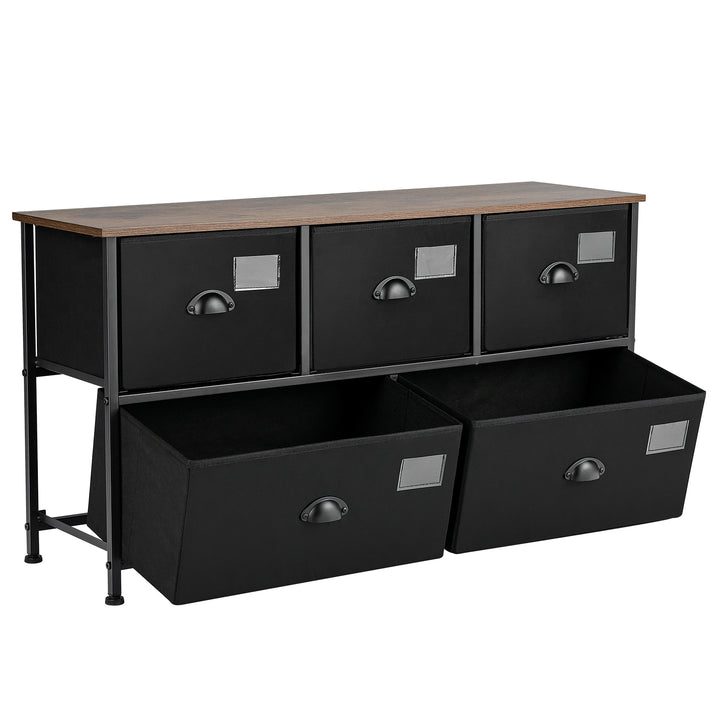 5 Drawer Storage Dresser with Labels and Removable Fabric Bins - TidySpaces