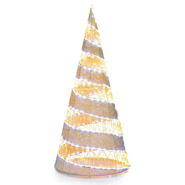 5FT Pre-lit Christmas Cone Tree with Warm White and White LED Lights - TidySpaces