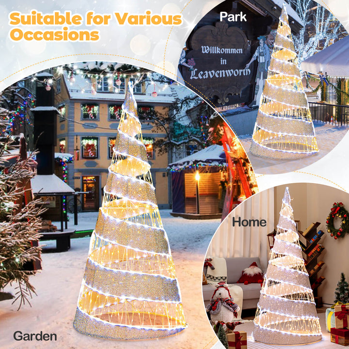 5FT Pre-lit Christmas Cone Tree with Warm White and White LED Lights - TidySpaces