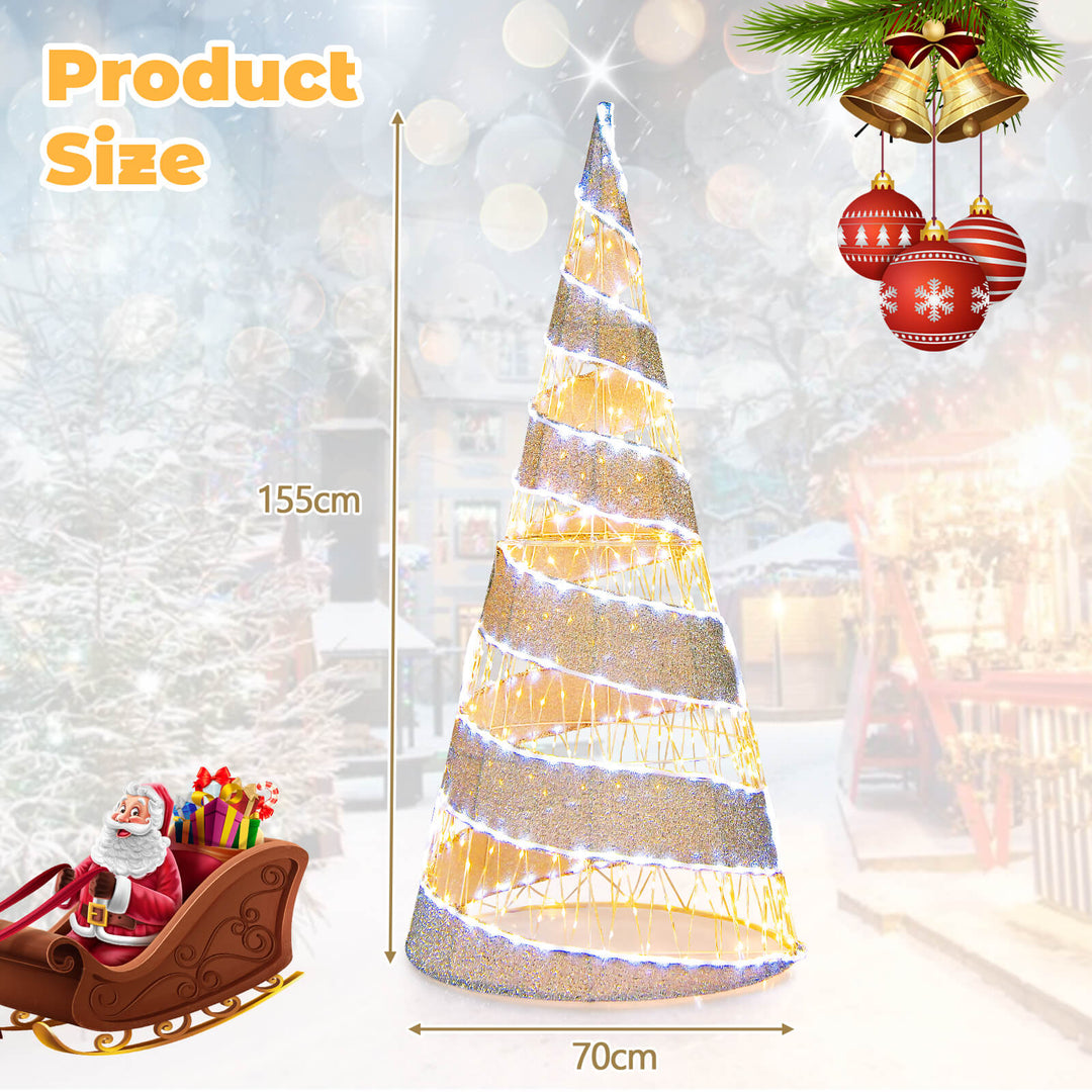5FT Pre-lit Christmas Cone Tree with Warm White and White LED Lights - TidySpaces