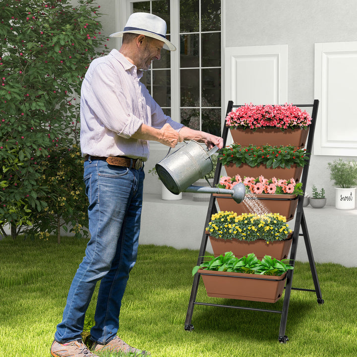 5-Layer Vertical Raised Garden Bed with Wheels and Detachable Boxes