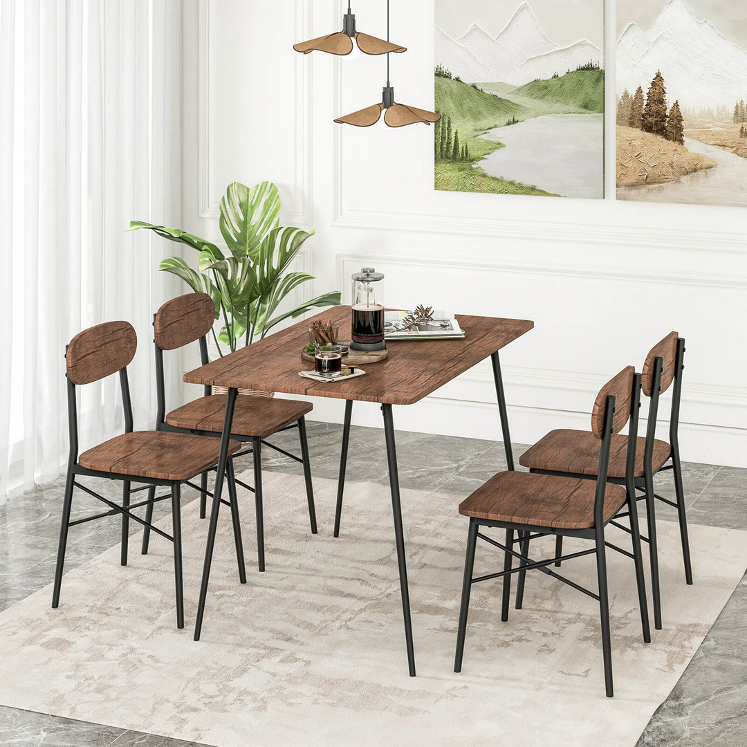 5 Piece Dining Table Set Rectangular with Backrest Rustic - TidySpaces