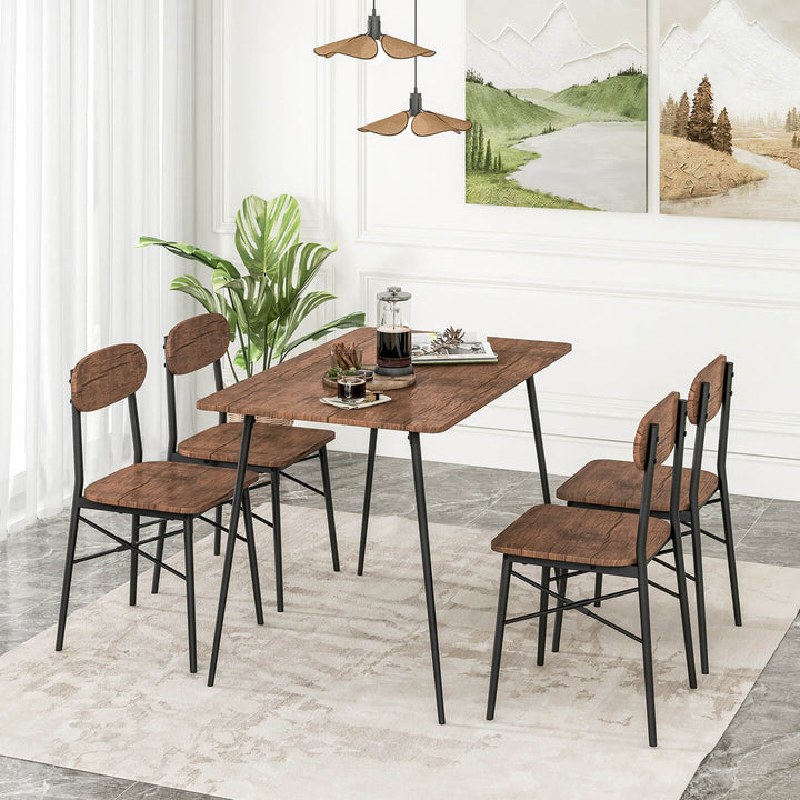 5 Piece Dining Table Set Rectangular with Backrest Rustic - TidySpaces