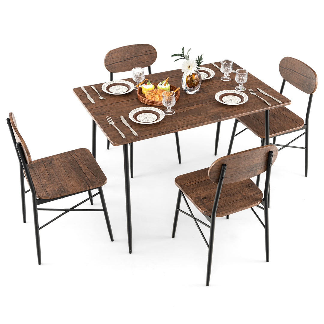5 Piece Dining Table Set Rectangular with Backrest Rustic - TidySpaces