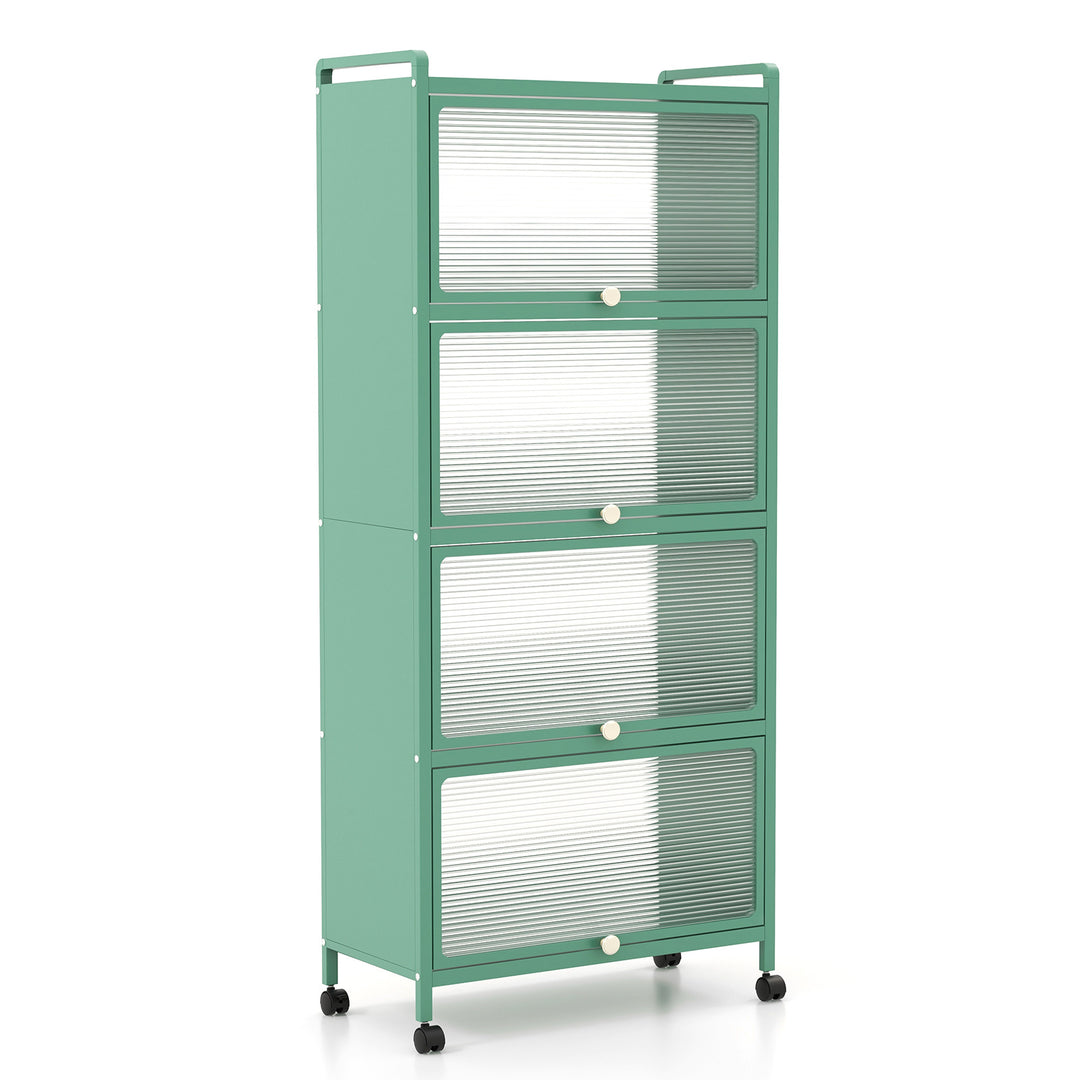 5 Tier Kitchen Bakers Rack Mobile Microwave Stand with Flip up Doors - TidySpaces