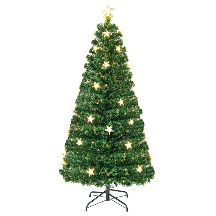 5/6FT Fiber Optic Artificial Christmas Tree with 21 Star LED Lights 5ft - TidySpaces