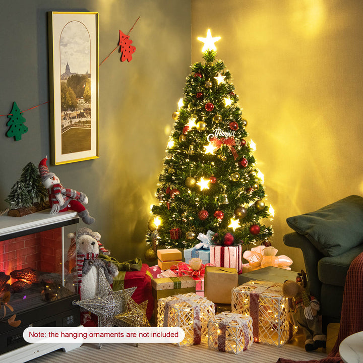 5/6FT Fiber Optic Artificial Christmas Tree with 21 Star LED Lights - TidySpaces