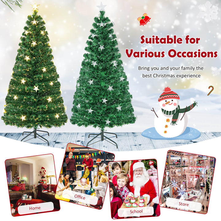 5/6FT Fiber Optic Artificial Christmas Tree with 21 Star LED Lights - TidySpaces