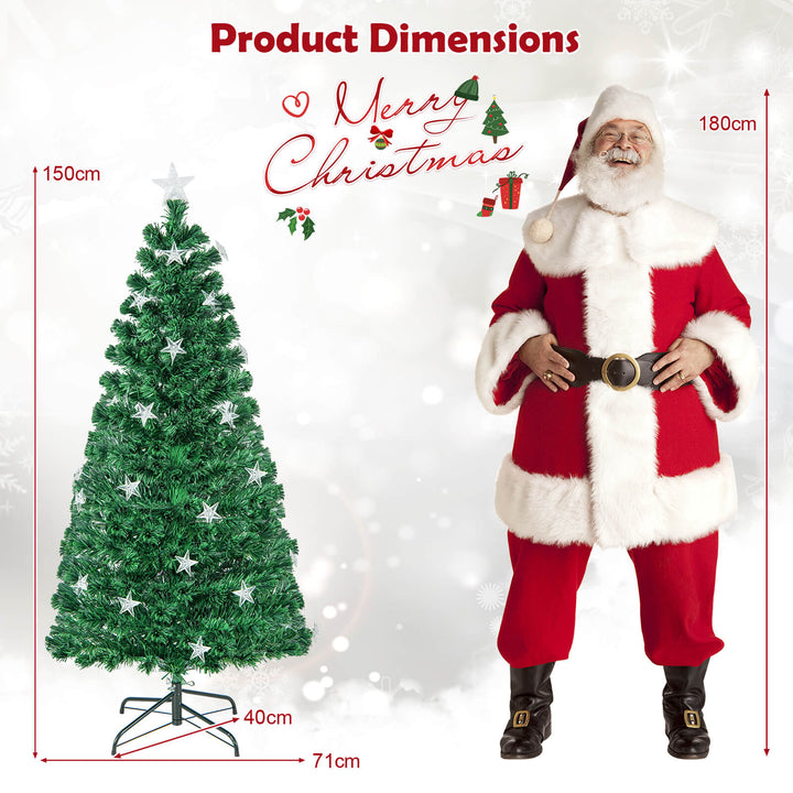 5/6FT Fiber Optic Artificial Christmas Tree with 21 Star LED Lights - TidySpaces