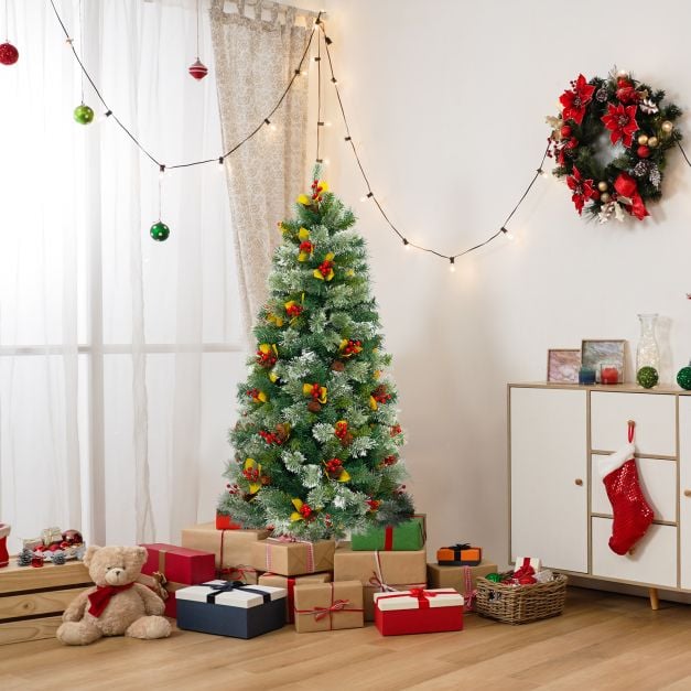 Pre-Lit Artificial Christmas Tree with 453 PVC and 230 Warm White LED Lights-1.5M