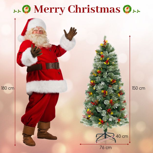 Pre-Lit Artificial Christmas Tree with 453 PVC and 230 Warm White LED Lights-1.5M
