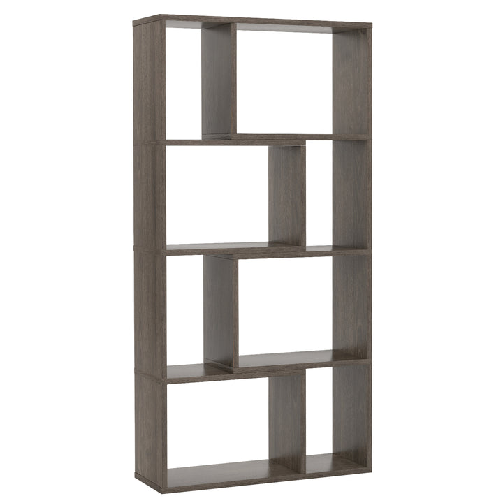 5 Tier Geometric Bookshelf with 8 Cubes Floor Standing Open Display