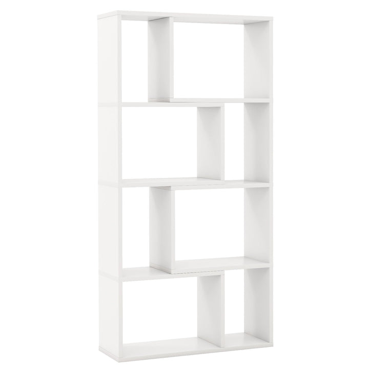 5 Tier Geometric Bookshelf with 8 Cubes Floor Standing Open Display