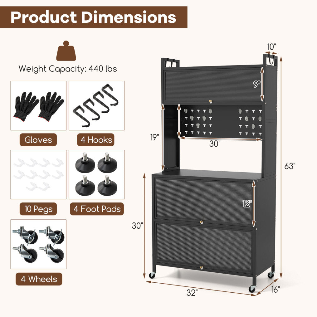 5 Tier Kitchen Bakers Rack Multifunctional Microwave Stand