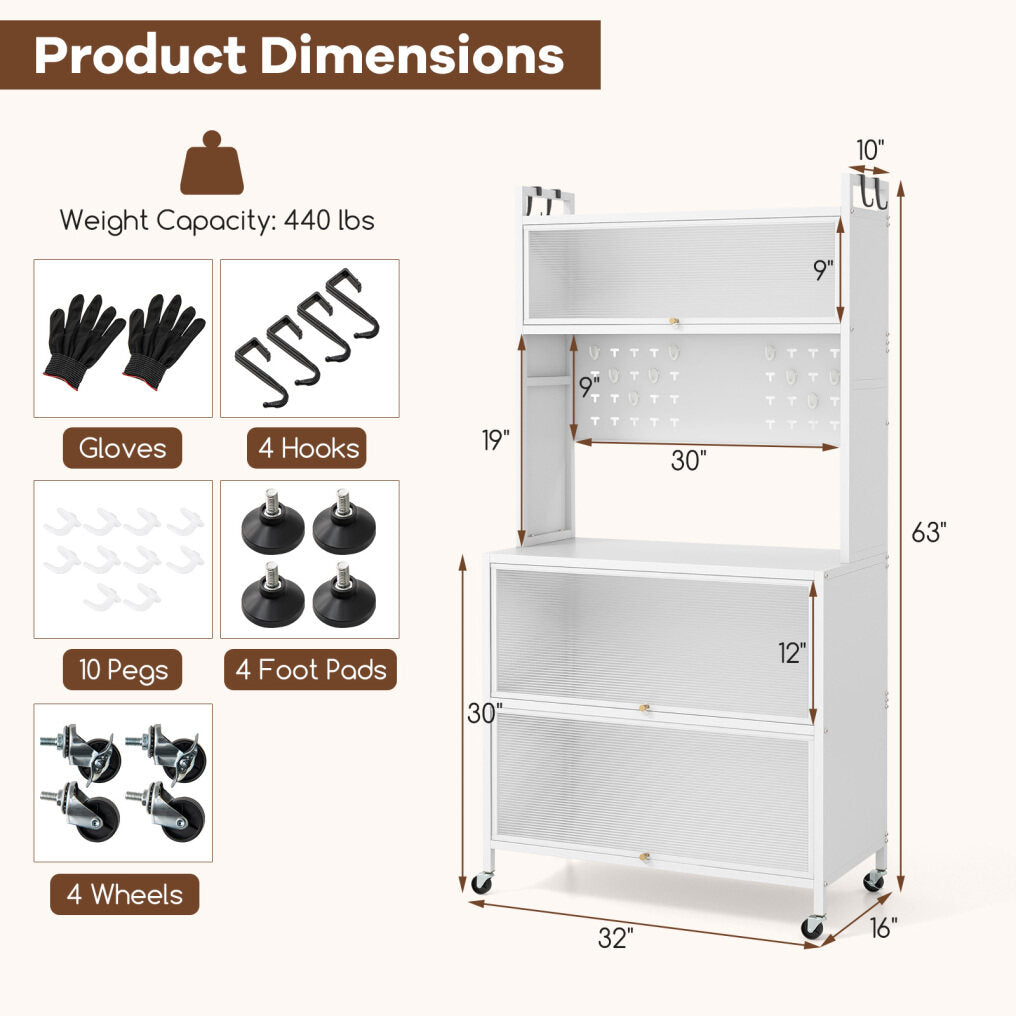 5 Tier Kitchen Bakers Rack Multifunctional Microwave Stand